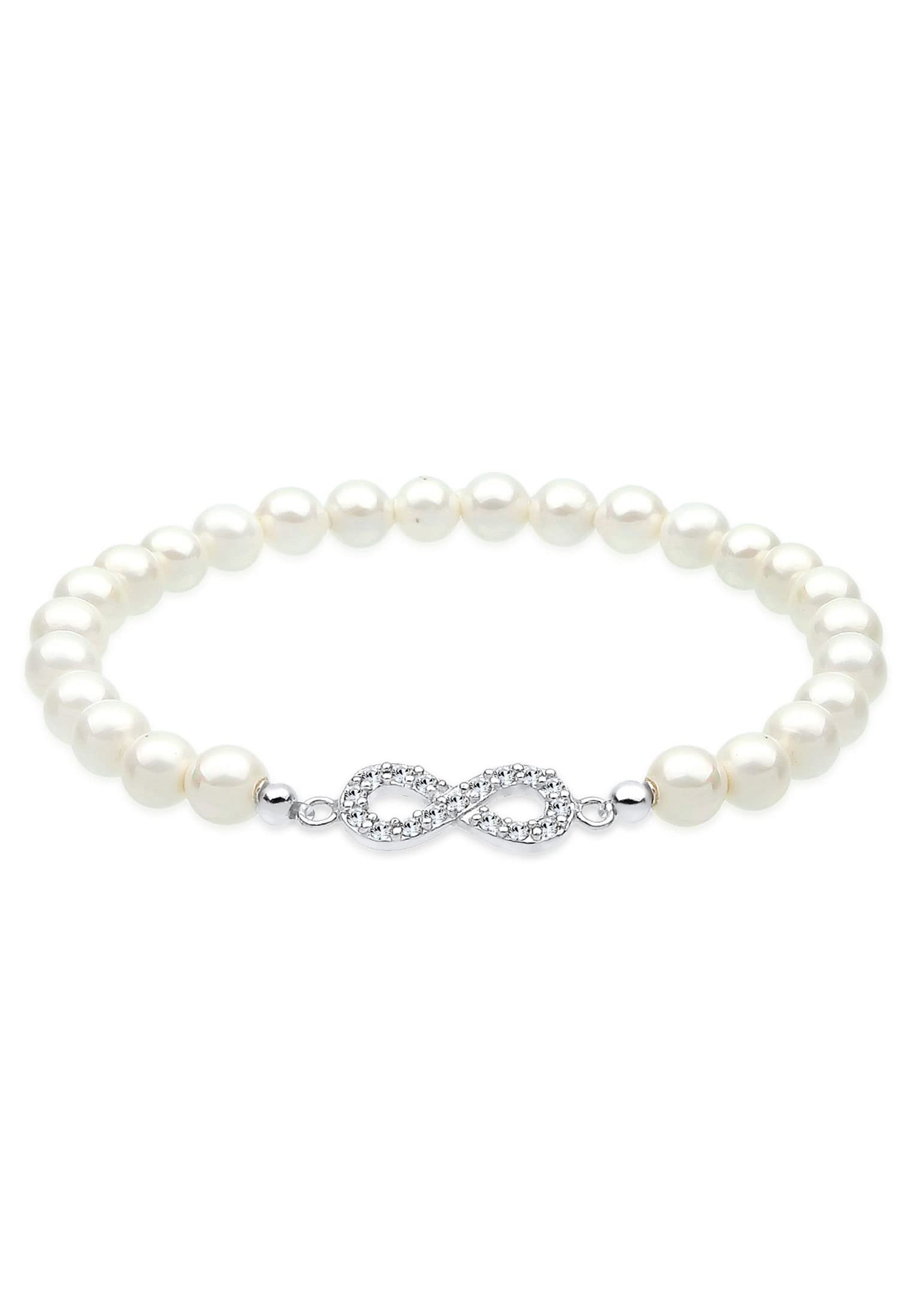 Elli Damen Armband Infinity Perle Kristalle in 925 Silber Lie