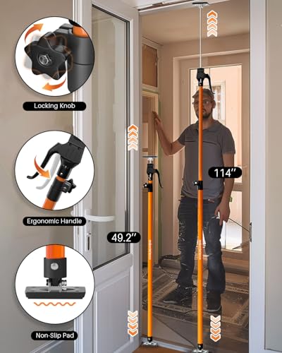 HOLOTHURIAN Cabinet Jack Support Pole, 49.2-114.2 inches Third Hand Tools Adjustable Support Pole, 3rd Hand Support System for Upper Cabinet Installation, 154 LB Capacity, 4-Pack