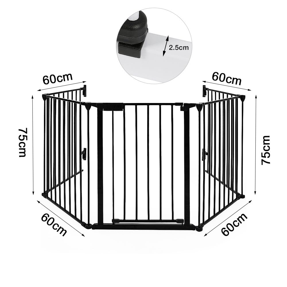 Rejilla protectora para chimenea, parque infantil con puerta de seguridad, rejilla para perros independiente, sin agujeros, rejilla protectora para chimenea, rejilla protectora para perros plegable