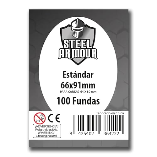 Steel Armour - 100 Trading Card Sleeves, Standard Size 66x91mm, Heavy Duty Clear Plastic, Protection Against Wear and Damage.