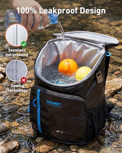 Image of TOURIT Backpack Cooler Insulated, Lightweight Leak Proof Travel Cooler Bag, Soft Waterproof Cooler Backpack for Men Women, Camping Hiking Beach Travel Picnic, Brown 30 Cans