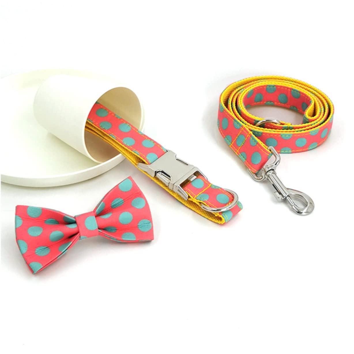 Morbido Guinzaglio Per Cani Collare Per Animali Domestici Con E Guinzaglio Per Cani A Pois Papillon Per Resistente A Sgancio Rapido Antiscivolo Flexi(42-48cm)