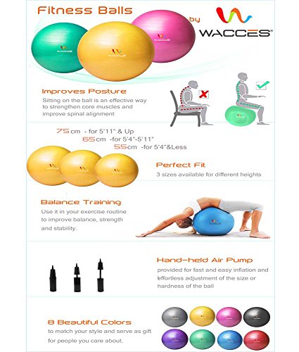 Wacces Fitness and Exercise Ball, Red, 75cm - Thumbnail 4