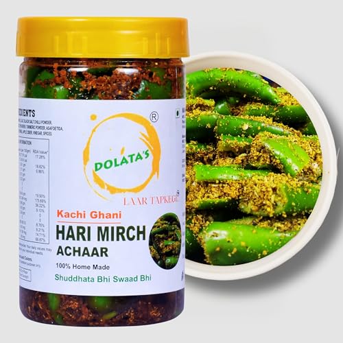 Marwari Pickle – Homemade Hari mirch Achar | Spicy, Tangy Fresh Hari Mirch & Authentic Taste | Naturally Preserved in Mustard Oil | No Chemicals | 400g Pack (Green chilly)