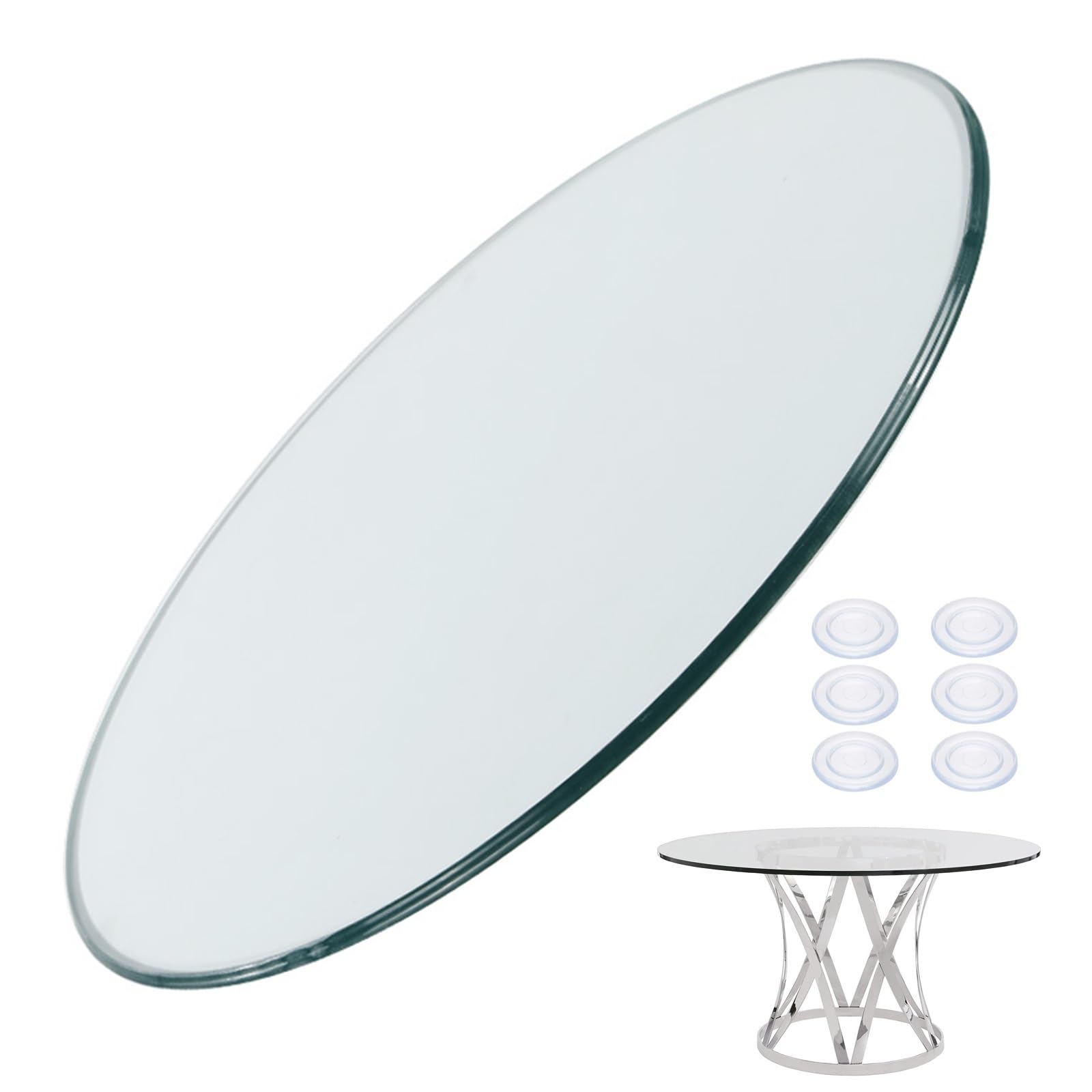 Runder Esstisch aus gehärtetem Glas, Durchmesser 38–100 cm, leicht zu reinigen, modernes Design für Esszimmer, stilvoll und Möbel, perfekt für Heimdekoration