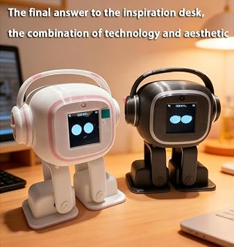 Humanoid AI Robot Desktop Companion with 10 Languages, 19 Actions, Custom Knowledge Base, Voice Cloning & Personality, Long Distance Robot for Adults (White)