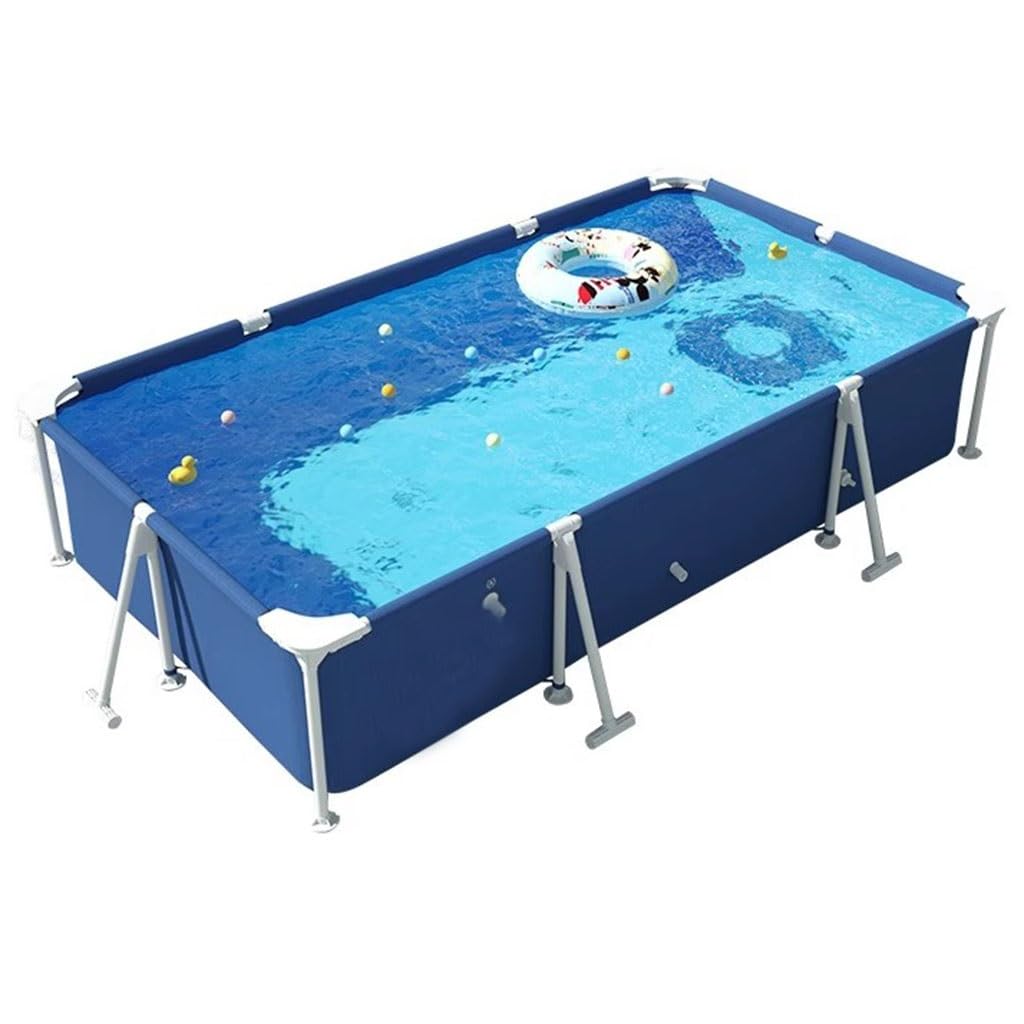 Piscina In Acciaio Piscina Fuori Terra Pro Rectangle In Acciaio Da 300 Cm Piscina Pieghevole Per Giochi D'acqua Estivi Per Cani, Animali Domestici, Studenti E Adulti