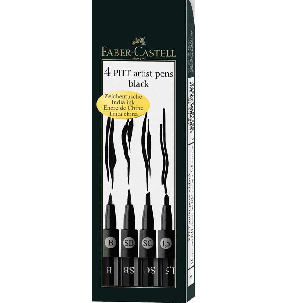 PITT ARTIST PEN BLACK WLT OF 4