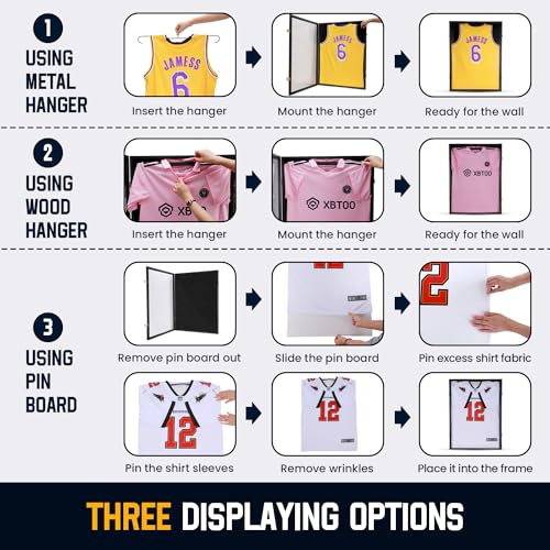 image for GUTAG 2 Packs Jersey Wooden Frame Display Case -Shadow Box with 98% UV