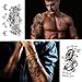 Halloween Black Realistic Temporary Tattoos for Men Women, Waterproof Half Sleeve Fake Tattoos Boys Girls, Flower Skull Cross Scorpion Wolf Snake Spider Letter Tattoo Kits Parties Festivals Cosplay