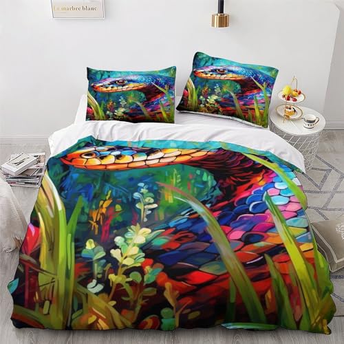 Housse de couette serpent 3D anti-acarien et douce pour lit double - 4