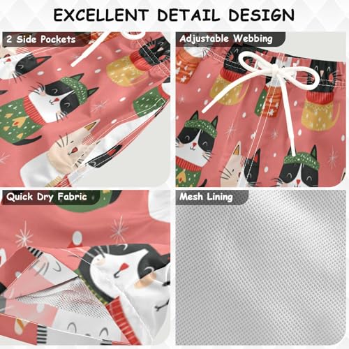 Christmas Kittens Boys Swim Trunks Toddler Beach Board Shorts Quick Dry Kids Swimwear Bathing Suits M2