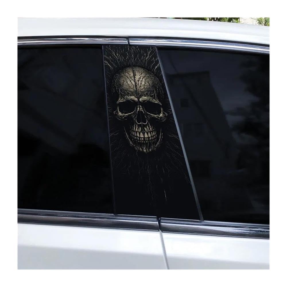Decorative Items 2pcs Evil Skull Car Door Pillar Decoration Sticker DIY Cover Scratch Car Decal(E)