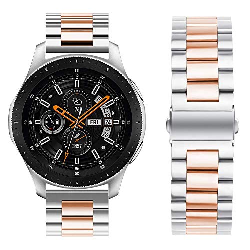 Fose 22mm Premium Solid Stainless Steel Watch Band Link Bracelet Strap for Samsung Gear S3 Classic Gear S3 Frontier - Classic Silver Rose Gold