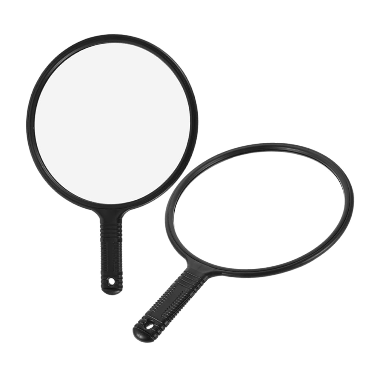 minkissy High Definition Hand Mirror Set 2pcs Large Round Mirrors Comfortable Handles for Hairdressing Grooming