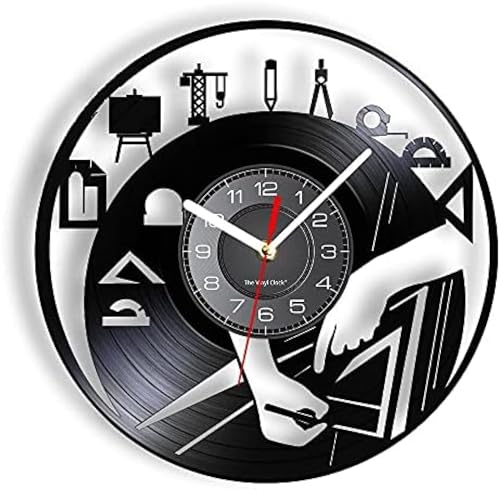 AVJERA Horloge Murale en Vinyle pour ingénieurs en Architecture, icônes d'équipement Architectural, Montre Murale Lumineuse, architecte, Art d'intérieur pour Hommes