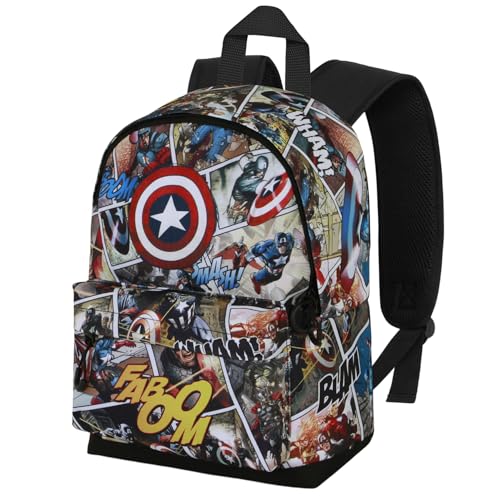 Marvel Capitán América Comic-Mochila Pequeña HS FAN, Multicolor, 25 x 35 cm, Capacidad 12 L
