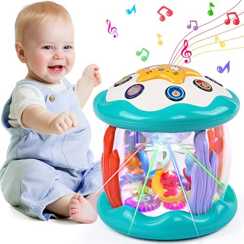 Image of Baby Toys 6 to 12 Months Animal Rotating Light Up Toys for 1 Year Old Boy Musical Toys for Toddlers 1-3 Tummy Time Toys for 3 6 8 9 10 12 18 Months Infant Birthday Xmas Gift for 1 Year Old Boys Girls