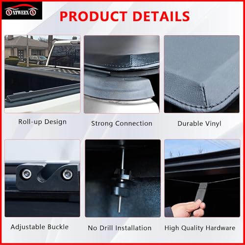 Image of American Flag Soft Roll Up Tonneau Cover fits 2019-2026 Ford Ranger 5ft Short Bed Styleside /Fleetside Truck Cargo Topper (Short Bed) | Waterproof Double Layer Vinyl