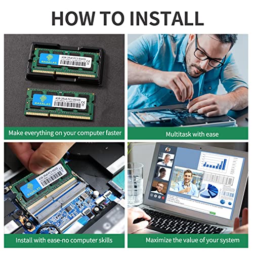 Image of RASALAS 8GB Kit (2 x 4GB) PC3-8500 DDR3 1066 Mhz 1067 MHz 8500s SODIMM RAM Laptop Memory Upgrade for Notebook 204PIN 1.5V Memory