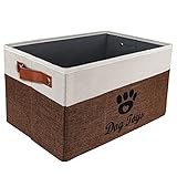 FJZFING Foldable Storage Bins for Dog Pet Toy Box Accessory Storage Bin with Handles, Organizer Storage Basket for Pet Toys, Blankets, Leashes, and Embroidered Dog Toys, Coffee