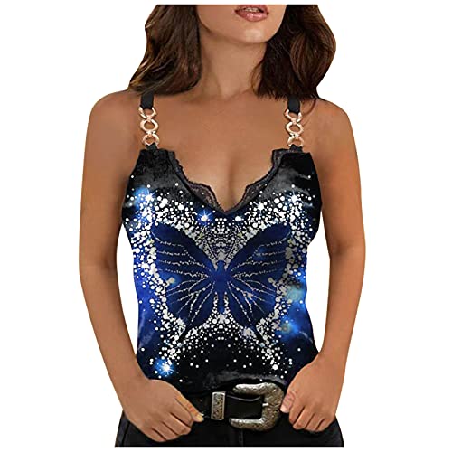 TOALOL Damen Hosenträger Weste Wickelshirt Bedruckte V-Ausschnitt Oberteil...