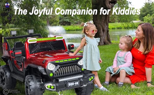Image of Toyify Battery Operated Jeep for Kids, Ride on Toy Kid Car with RGB Windshield Light & Music | Electric Jeep Battery Car | Baby Big Cars for Kids to Drive 3 to 8 Years (Red)