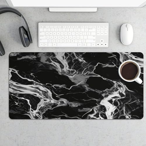 Mouse Pad de Escritorio Mármol Blanco y Negro 60x30 cm miniatura 5