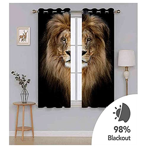 Rideaux occultants polyester isolants phoniques 3D lion enfant
