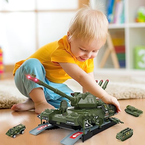 Cute Stone Military Vehicles Sets, Tank Toy Set With Realistic Light And Sound, Rotating Turret And Missile, 4 Pack Assorted Alloy Army Vehicles, Great Military Toy Tank Vehicle For Kids Boys #TOP1
