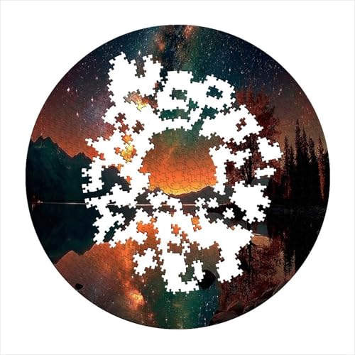 Puzzle de 1000 piezas redondo de paisaje nocturno para relajación de adultos 4