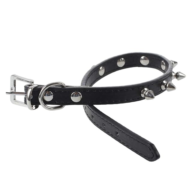 Foto 4 de 7 de Swiixxer Collar PU Polipiel Espina Pinchos Ajustable para Perro Mascota Negro