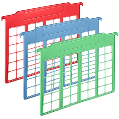 Watersay 3 Pack File and Folder Dividers 11 x 6 Inches Hanging Filing Cabinet Dividers Plastic Folder Organizer Insertable File Separators Office Filing Supplies for Organization (Primary Color)