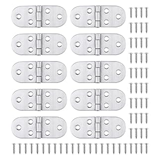 Zocipro 10Pcs Flip Hinges Round Edge, 270 Degree Stainless Steel Hinge with Screws, Marine Boat Door Hinge, Heavy Duty Strap Hinge,Drop Down Hinges for Folding Table, Cabinet, Wardrobe Doors,Yacht