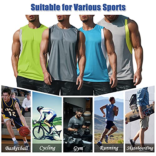 Moochy Colete esportivo masculino de secagem rápida respirável com emenda para a pele, camiseta espo