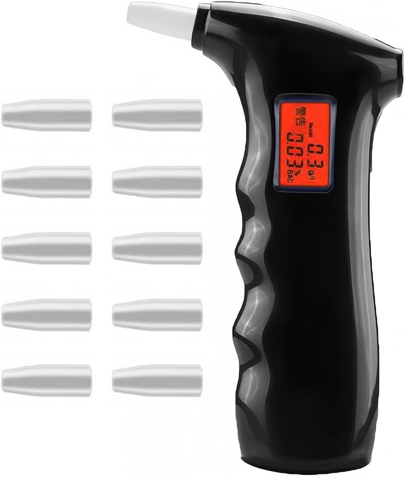 Party Gifts Portable Breathalyzer for Personal & Home Party Alcohol Tester, Replacement for BAC Test Professional- Grade Accuracy,Tester with 10 Mouthpieces