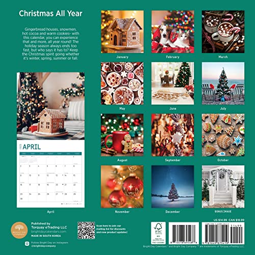 2023 Christmas All Year Wall Calendar By Bright Day, 12X12 Inch, Beautiful Cute Holiday Photography #TOP1