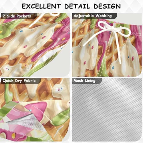 Boccsty Spring Green Magenta Navy Blue Ice Cream Boys Swim Trunks Baby Kids Summer Toddler Beach Board Shorts 2T3