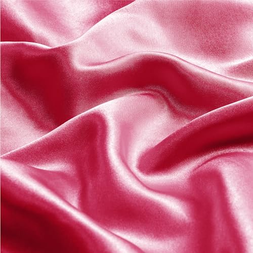 BEDELITE Satin Pillowcase with Zipper 2 Pack, Hot Pink Pillow Cases Standard Size, Super Soft and Cooling Similar to Silk Pillow Cases, Gift for Women Men(20x26 Inches)