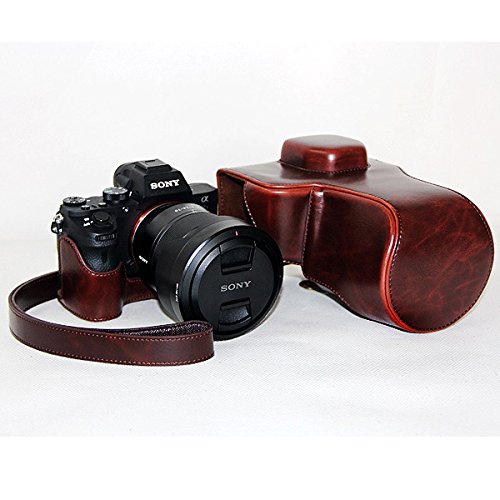 First2Savvv Xjpt-A7Ll-10 Dark Brown Full Body Precise Fit Pu Leather Digital Camera Case Bag Cover With Shoulder Strap For Sony A7 Mark Ii A7 Ii A7 M2 With 24-70Mm Lens + Camera Lens Cap Keeper #TOP4