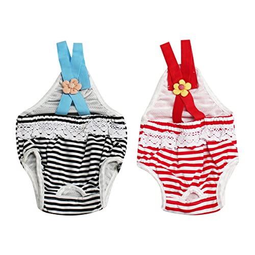 2 Unids Perro Fisiológico Calzoncillos para Perros Pañales De Perro Lavable Hembra Arnés Pañales Perrito Pañales Fisiológicos Calzoncillos Sanitarios Reutilizables Petras Reustradas