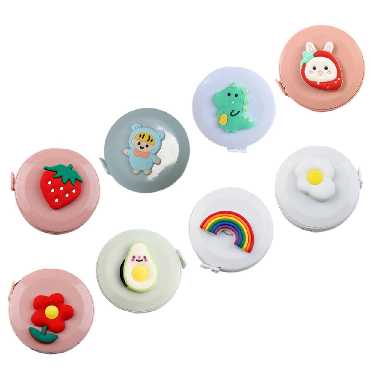 HOMSFOU Mini Cinta Retráctil De Cartoon Para Medidas De Cuerpo Y Manualidades Diseño Lindo Y Compacto Para Costura Y Estudiantes 8 Piezas X 5