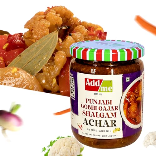 Image of Add me Mix sweet Pickle of Gobhi Gajar Shalgam Achar 600 gm Punjabi Home Made Mixed Pickles of Carrot, Turnip & Cauliflower with Garlic and Onion