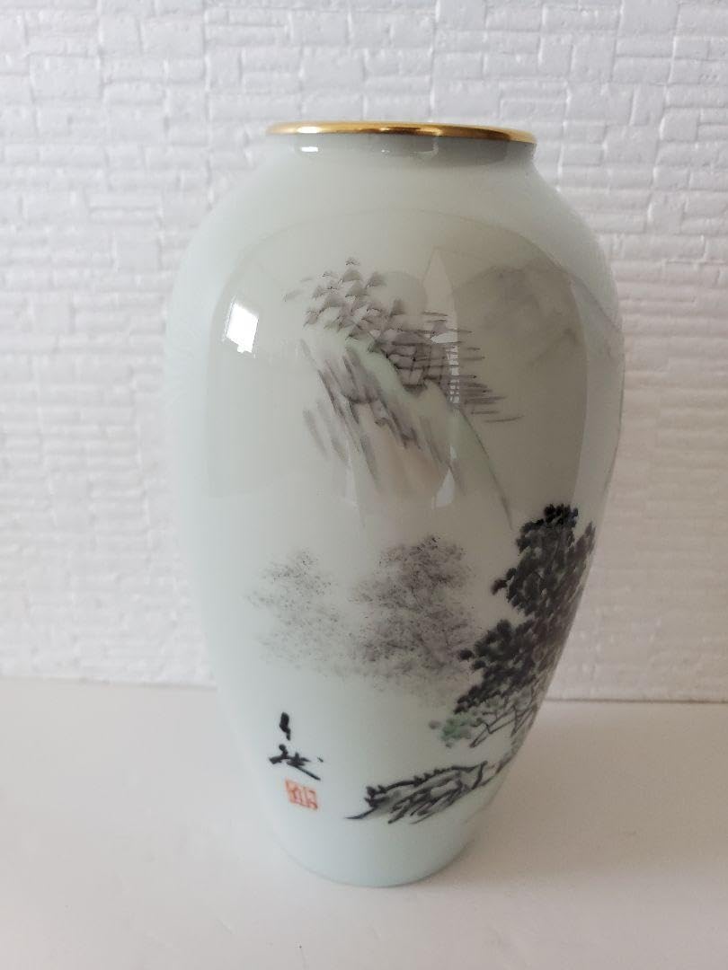 美品⭐️深川製磁　花瓶　山水　29cm Amazon.co.jp: 深川製磁 花瓶 花瓶 深川製磁 壺 花器 山水 墨絵