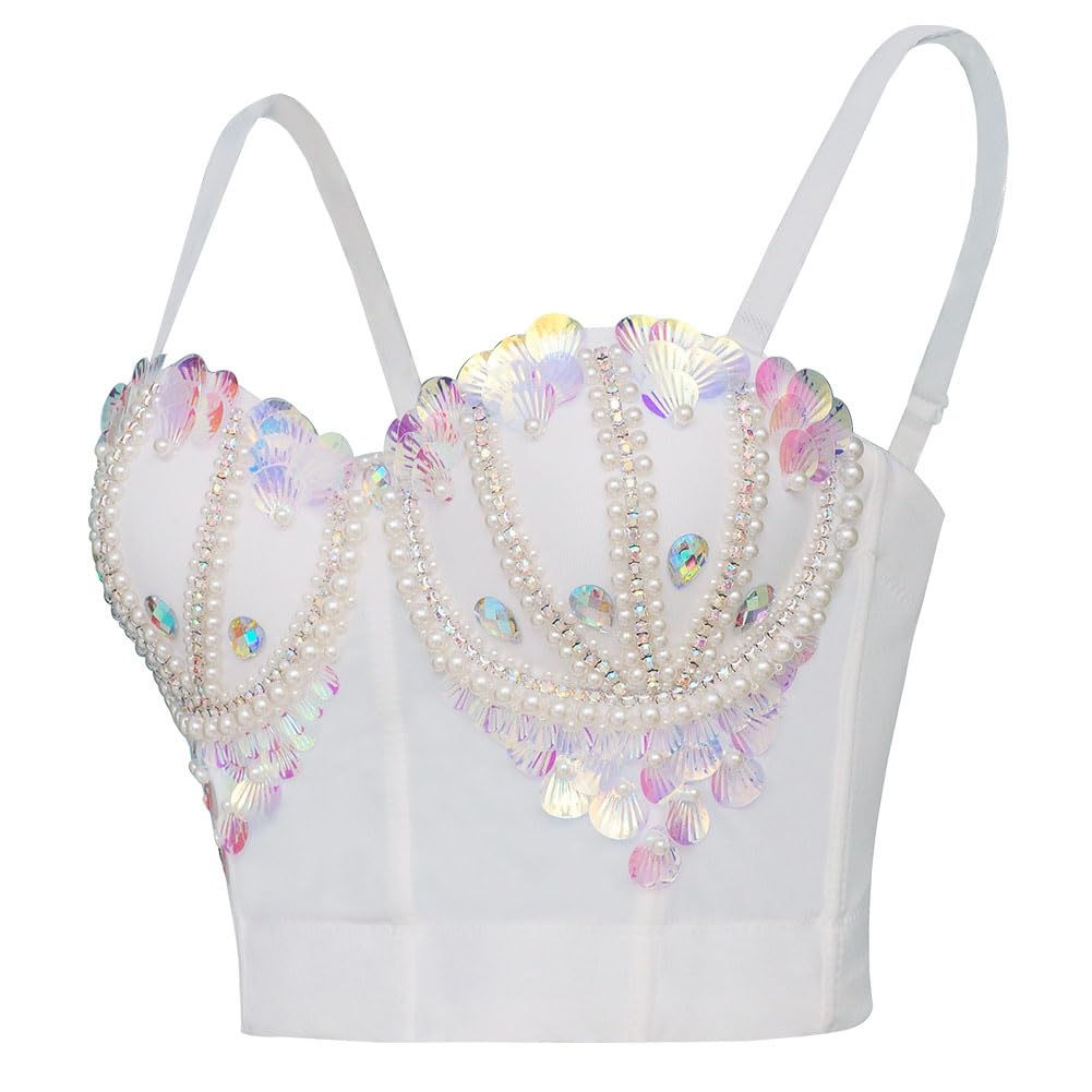 Rhinestone Corset Bustier - White