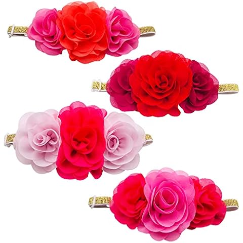 Pai Sence 4pcs Flowers Small Dogs Collar Accessories Bows Pink Cover