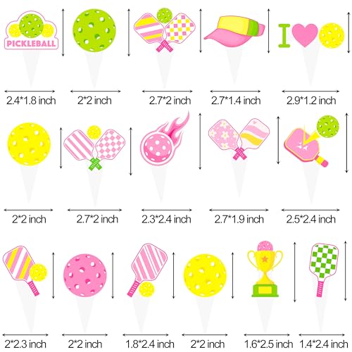 48Pcs Pickleball Theme Cupcake Toppers Pickleball Birthday Party Decorations for Girls Women Pink Pickleball Party Cake Cupcake Decorations for Sport Theme Birthday Party Baby Shower Supplies by iPartyFun - Used condition - Image 3