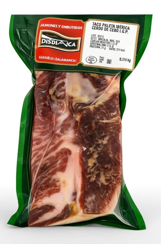 Taco Paleta Ibérica. Expectacular y sabroso Taco de Paleta de Cebo Ibérico 50%. Peso pieza entera de unos 800 grs. Taco de Paleta Ibérica con 24 meses de curación. Raza Ibérica.
