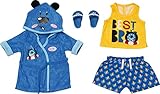 BABY born Bath Deluxe Traje de Niño 43 cm - Para Niños de 3 Años en Adelante - Fácil para Manos Pequeñas - Incluye Albornoz, Chaleco y Pijama Corto y Más