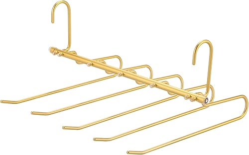 Perchas de aluminio para pantalones que ahorran espacio, 5 capas multifuncionales, sin olor, libre de óxido, organizador de armario resistente para